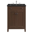 Modway Nantucket Modern Wood/Ceramic Bathroom Vanity in Walnut/White