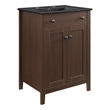 Modway Nantucket Modern Wood/Ceramic Bathroom Vanity in Walnut/White