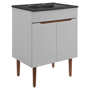 Modway Harvest 24&quot Modern Wood/Ceramic Bathroom Vanity in Gray
