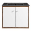 Modway Transmit Modern Wood Wall-Mount Bathroom Vanity in White/Walnut