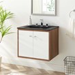 Modway Transmit Modern Wood Wall-Mount Bathroom Vanity in White/Walnut