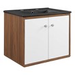 Modway Transmit Modern Wood Wall-Mount Bathroom Vanity in White/Walnut