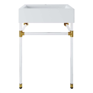 Modway Redeem 24&quot Wall-Mount Acrylic & Ceramic Bathroom Vanity in Clear/White