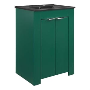 Modway Maybelle 24&quot Modern Wood Bathroom Vanity in Green/Black