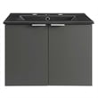 Modway Maybelle Modern Wood Wall-Mount Bathroom Vanity in Gray/Black