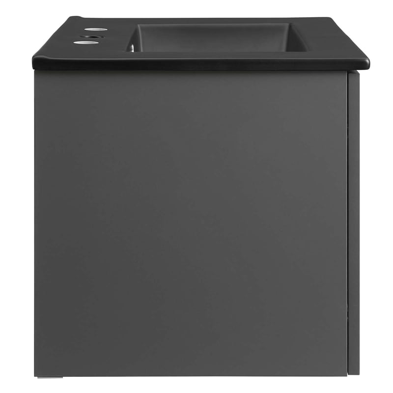 Modway Maybelle Modern Wood Wall-Mount Bathroom Vanity in Gray/Black