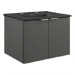 Modway Maybelle Modern Wood Wall-Mount Bathroom Vanity in Gray/Black