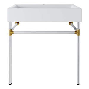 Modway Redeem 32&quot Wall-Mount Stainless Steel Bathroom Vanity in Silver/White