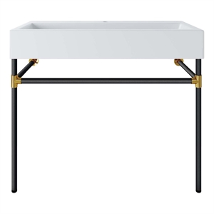 Modway Redeem 40&quot Wall-Mount Stainless Steel Bathroom Vanity in Black/White