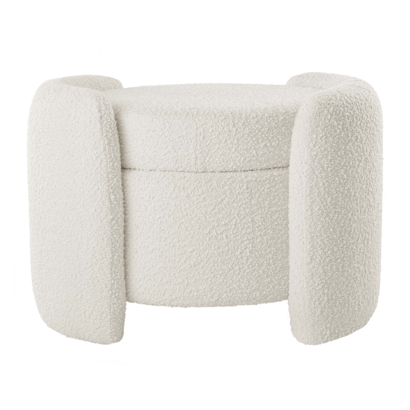 Modway Nebula Modern Boucle Fabric Upholstered Ottoman in Ivory