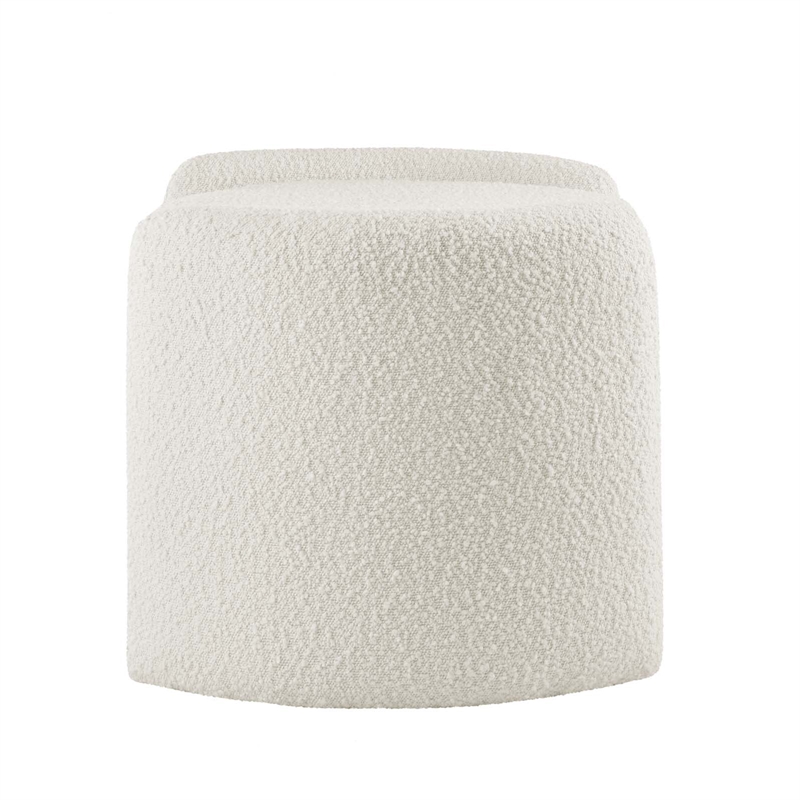 Modway Nebula Modern Boucle Fabric Upholstered Ottoman in Ivory
