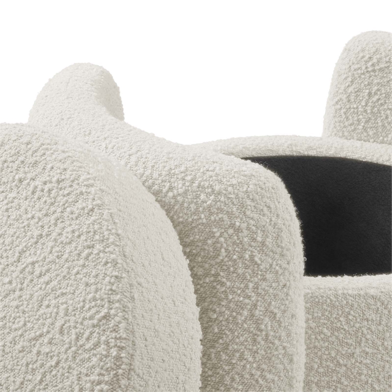 Modway Nebula Modern Boucle Fabric Upholstered Ottoman in Ivory