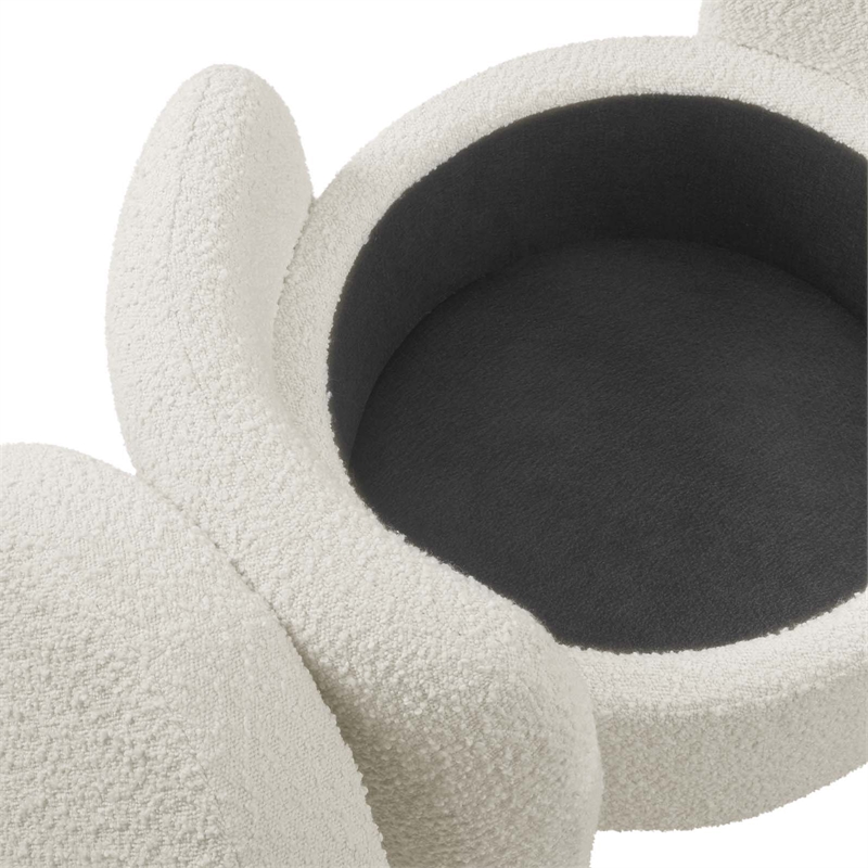 Modway Nebula Modern Boucle Fabric Upholstered Ottoman in Ivory