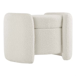 Modway Nebula Modern Boucle Fabric Upholstered Ottoman in Ivory