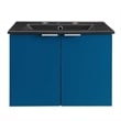 Modway Maybelle Modern Wood Wall-Mount Bathroom Vanity in Navy/Black