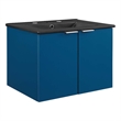 Modway Maybelle Modern Wood Wall-Mount Bathroom Vanity in Navy/Black
