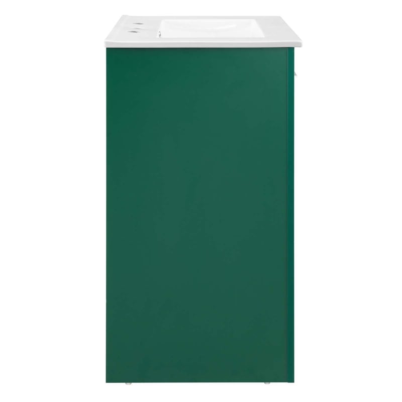 Modway Maybelle Modern Wood/Ceramic Bathroom Vanity in Green/White