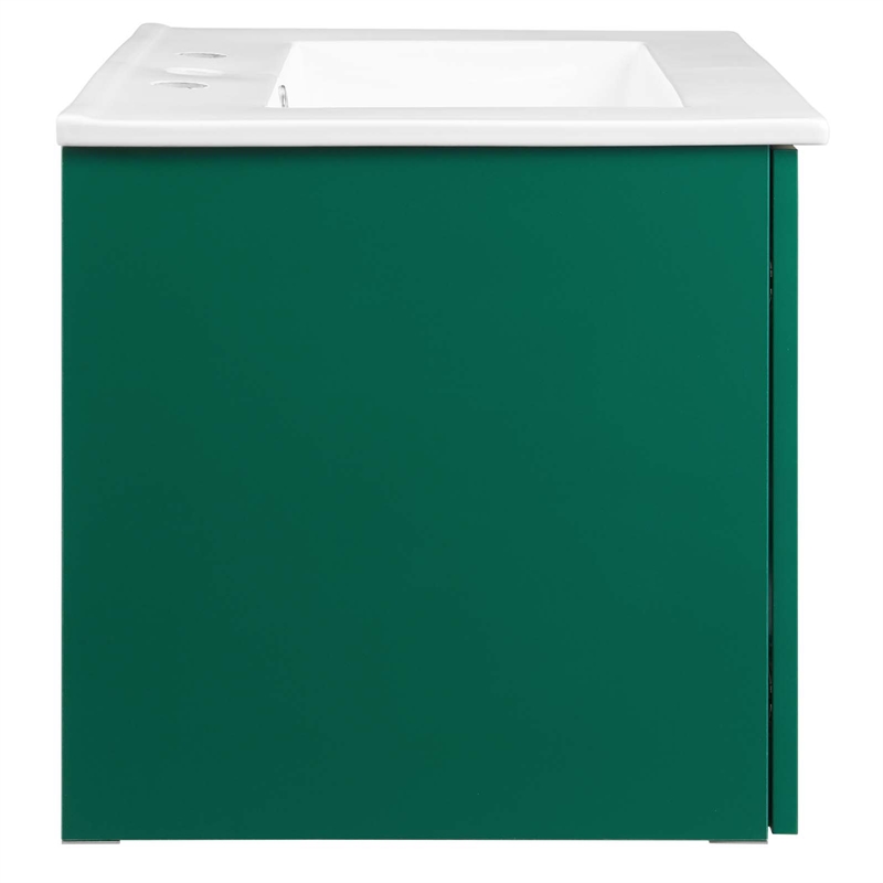 Modway Maybelle Modern Wood Wall-Mount Bathroom Vanity in Green/White