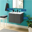 Modway Maybelle Modern Wood Wall-Mount Bathroom Vanity in Gray/White