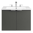 Modway Maybelle Modern Wood Wall-Mount Bathroom Vanity in Gray/White