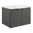 Modway Maybelle Modern Wood Wall-Mount Bathroom Vanity in Gray/White