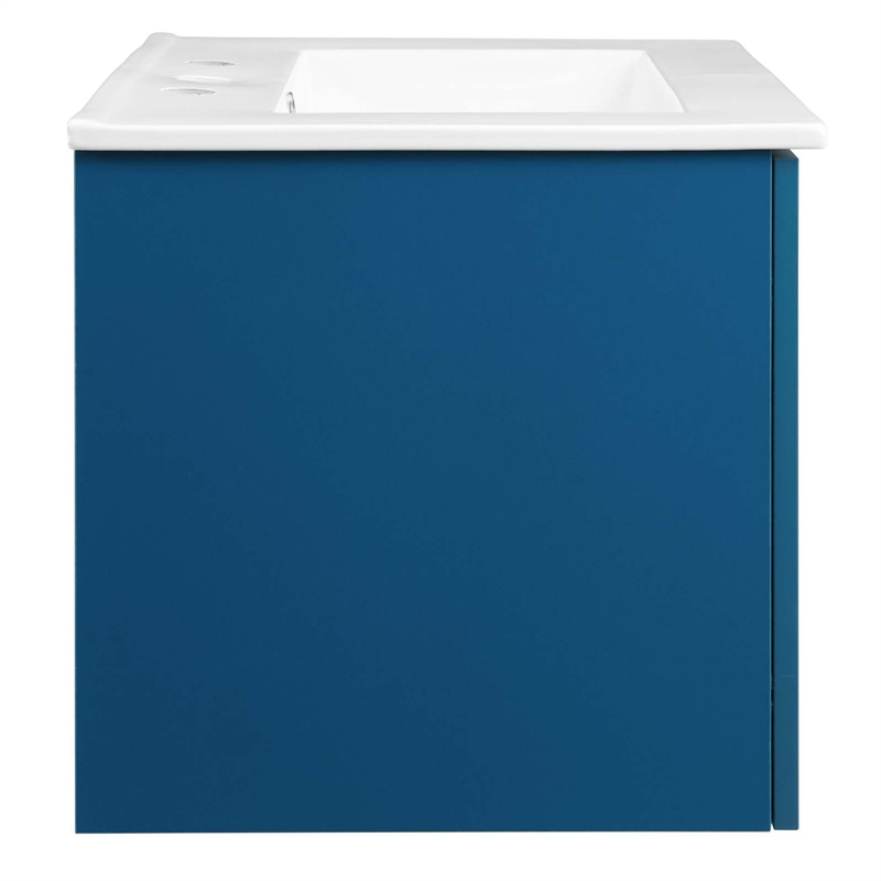 Modway Maybelle Modern Wood Wall-Mount Bathroom Vanity in Navy/White