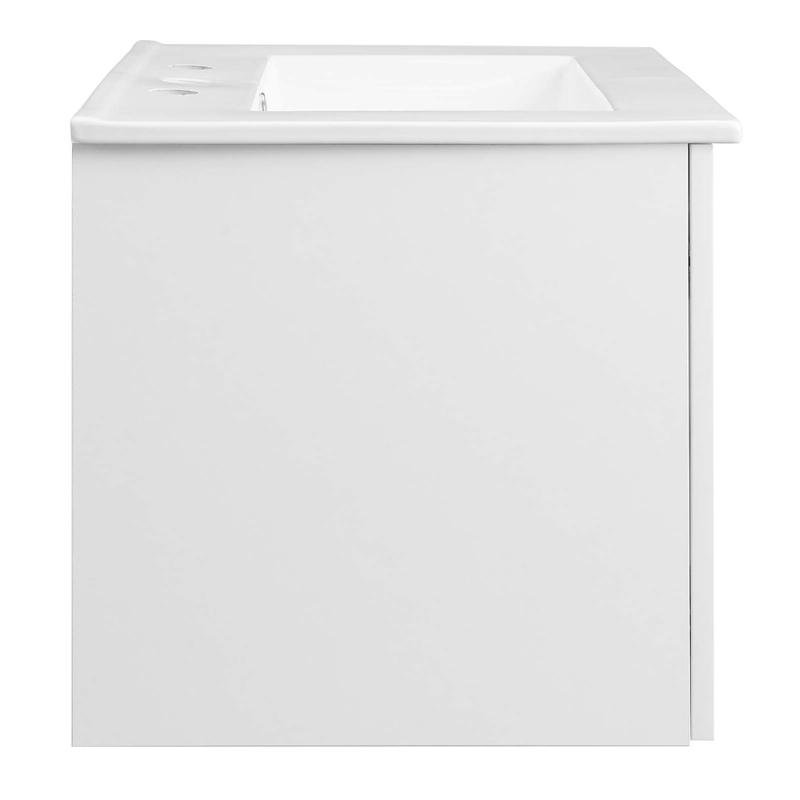 Modway Maybelle Modern Wood Wall-Mount Bathroom Vanity in White