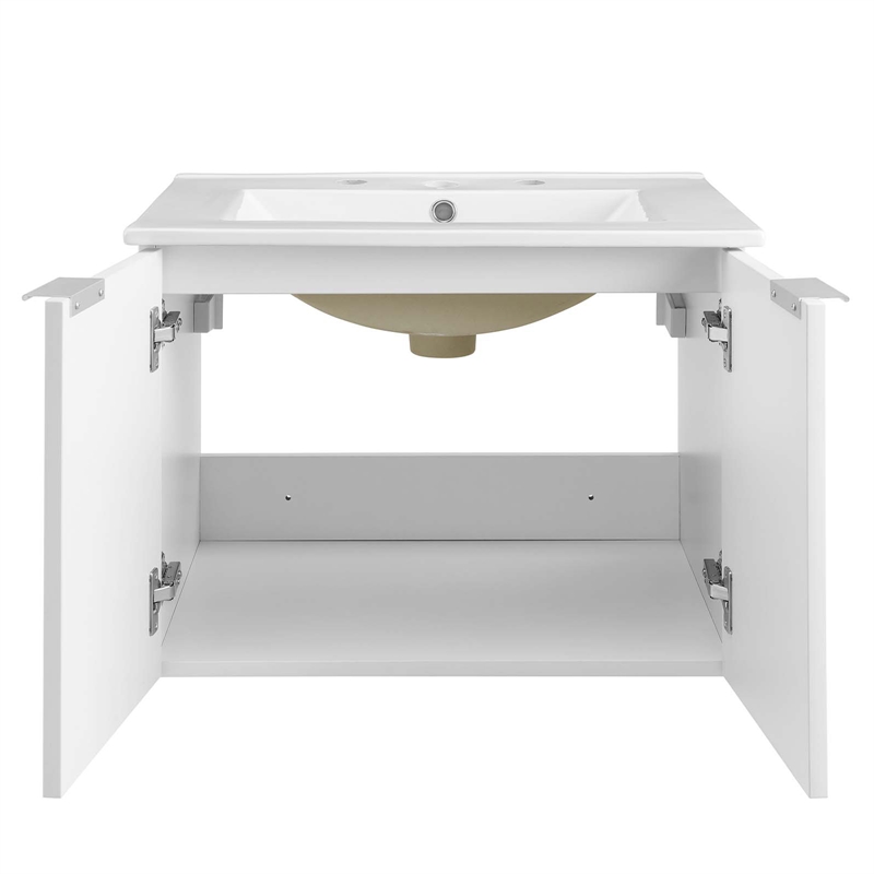 Modway Maybelle Modern Wood Wall-Mount Bathroom Vanity in White