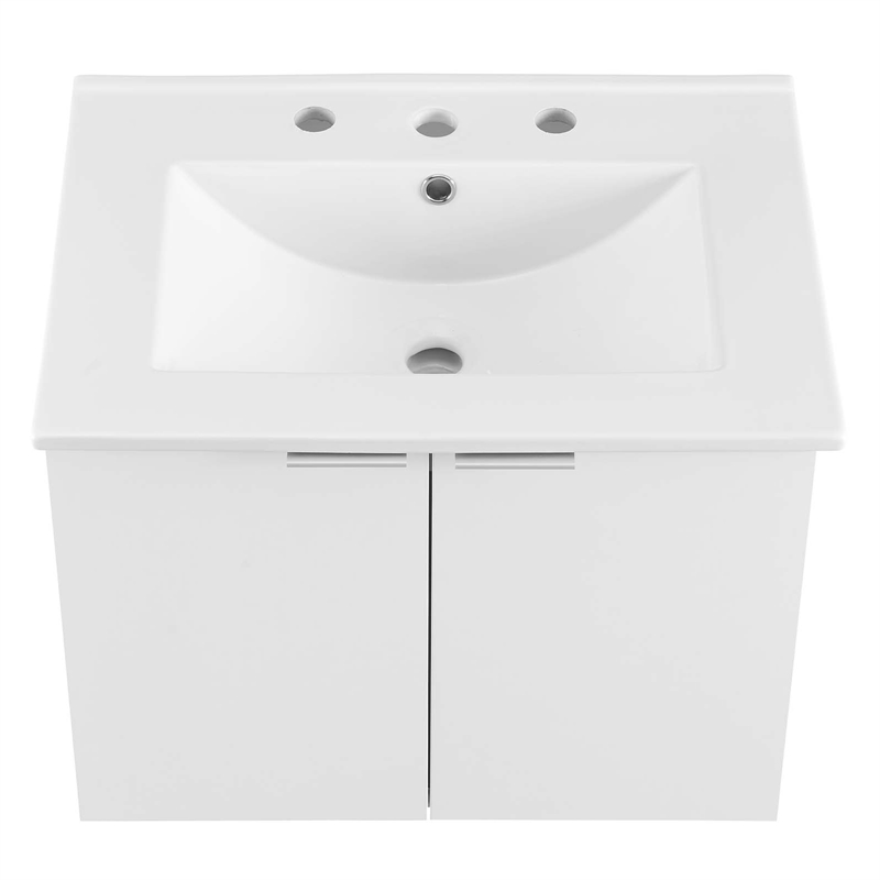 Modway Maybelle Modern Wood Wall-Mount Bathroom Vanity in White