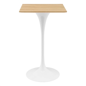 Modway Lippa 28&quot Square Modern Wood & Metal Bar Table in Natural/White