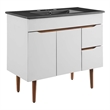 Modway Harvest Modern Wood/Ceramic Bathroom Vanity in Gray/Black