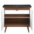 Modway Transmit Modern Wood/Ceramic Bathroom Vanity in Walnut/White