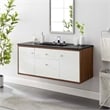 Modway Transmit Modern Wood Wall-Mount Bathroom Vanity in Walnut/White