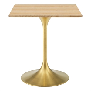 Lippa 28&quot Square Wood Dining Table in Gold Natural