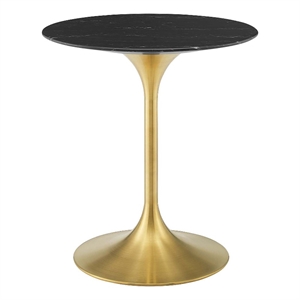 Modway Lippa 27.5&quot Modern Metal & Artificial Marble Dining Table in Gold/Black