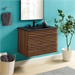 Modway Render Modern Wood Wall-Mount Bathroom Vanity in Walnut/Black