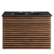 Modway Render Modern Wood Wall-Mount Bathroom Vanity in Walnut/Black