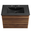 Modway Render Modern Wood Wall-Mount Bathroom Vanity in Walnut/Black