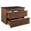 Modway Render Modern Wood Wall-Mount Bathroom Vanity in Walnut/Black