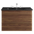 Modway Render Modern Wood Wall-Mount Bathroom Vanity in Walnut/Black