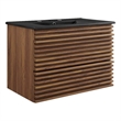 Modway Render Modern Wood Wall-Mount Bathroom Vanity in Walnut/Black