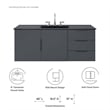 Modway Vitality Modern Wood Single Sink Bathroom Vanity in Gray/Black