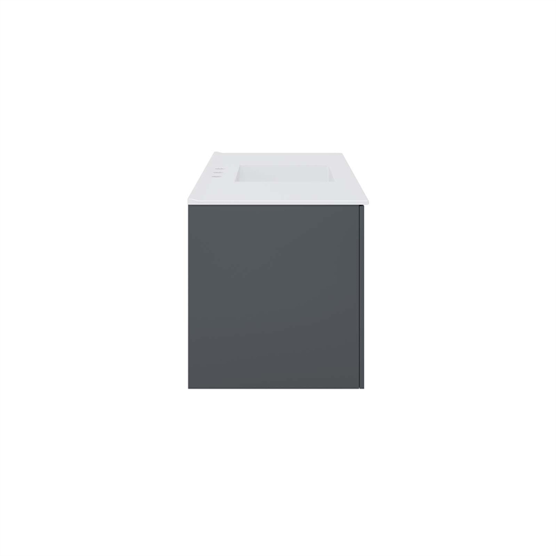 Modway Vitality Modern Wood Single Sink Bathroom Vanity in Gray/White