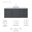 Modway Vitality Modern Wood Single Sink Bathroom Vanity in Gray/White