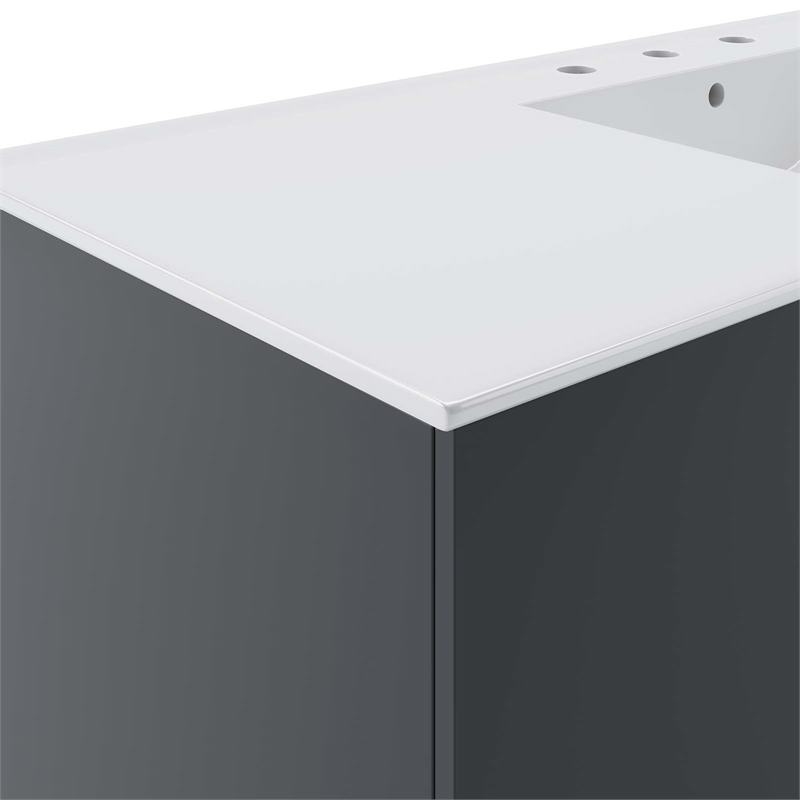 Modway Vitality Modern Wood Single Sink Bathroom Vanity in Gray/White