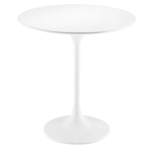 Modway Lippa 20&quot Round Modern Wood & Metal Side Table in White