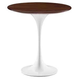 Modway Lippa 20&quot Round Modern Wood & Metal Side Table in Cherry/White