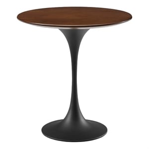 Modway Lippa 20&quot Round Modern Wood & Metal End Table in Cherry/Black