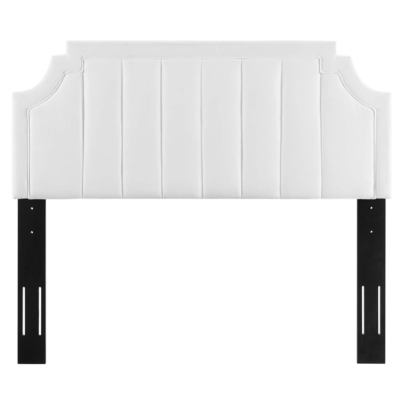 Modway Alyona Channel Tufted Velvet King/California King Headboard in White