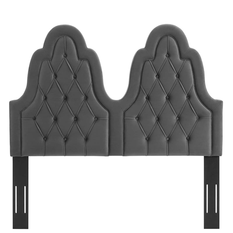 Modway Augustine Tufted Performance Velvet Twin Headboard in Charcoal